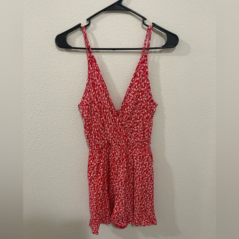 Like new red romper with cute tie back